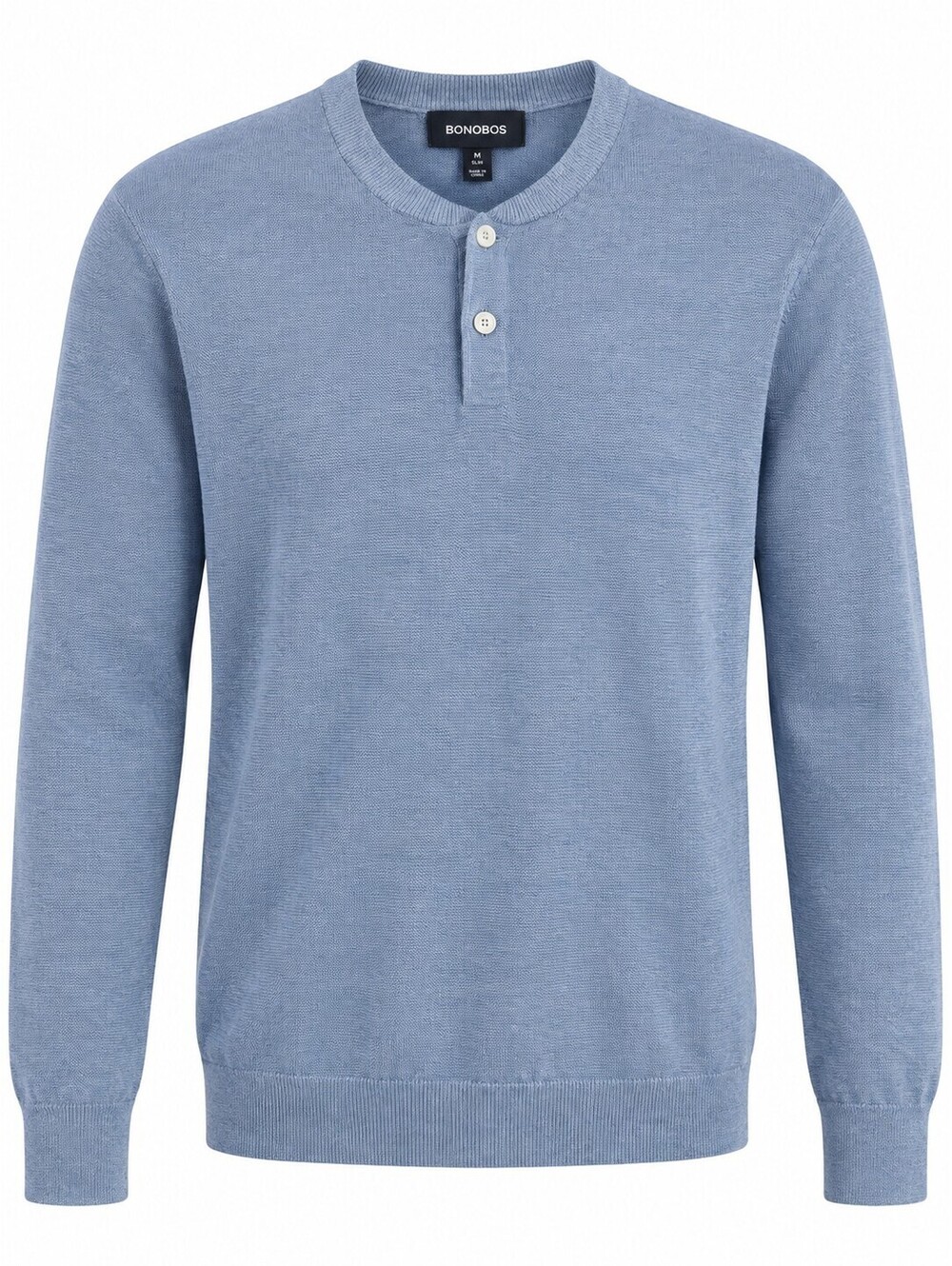 Bonobos Men’s M Slim Fit Blue Cotton Viscose Knit Henley Sweater